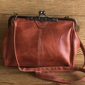 NEW Brown Shoulder Handbag with Accented Metal Closure